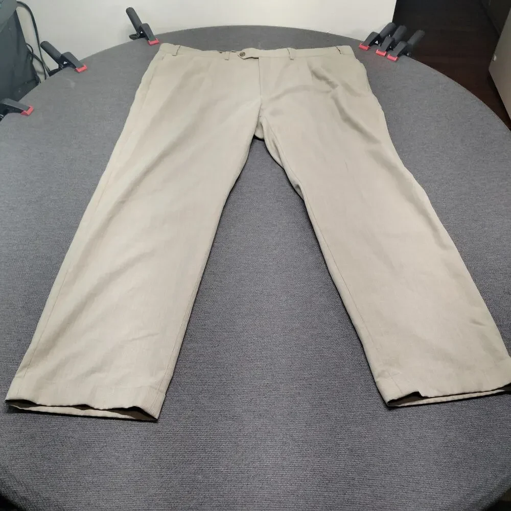 Lauren Ralph Lauren Mens Trousers 42x32 Flat Front Dress Pants Tan Easy Care 42